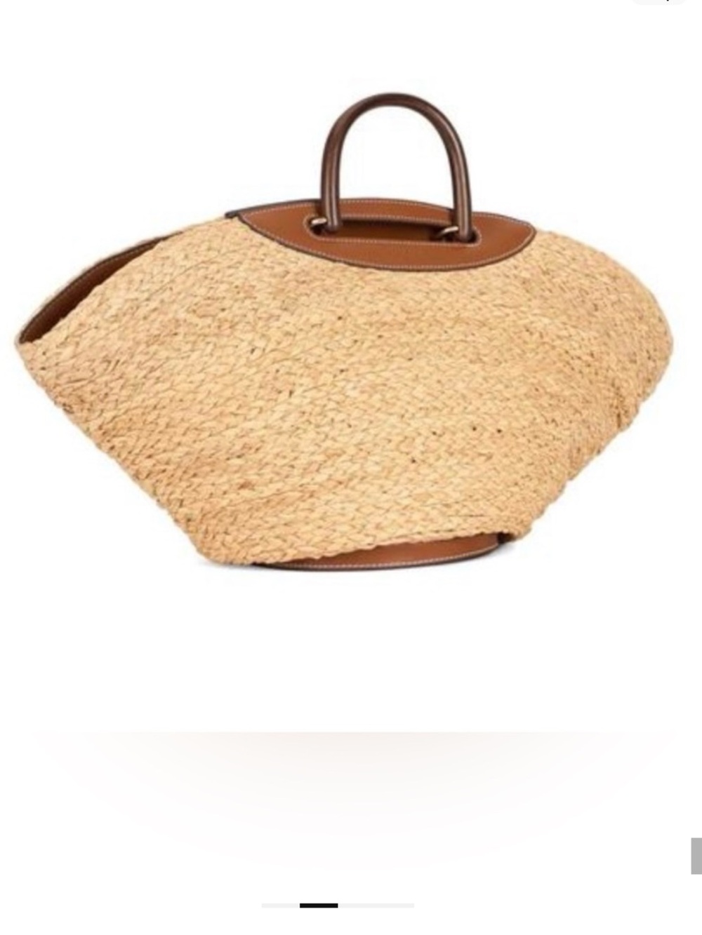 Cult Gaia Tan Straw Tote with Brown Leather Handles - Picture 3 of 8